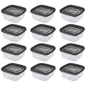 Pote de plástico Clic quadrado 580ml com 12 unidades Plasutil ref.13901