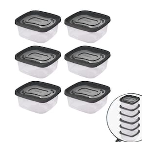 Pote de plástico Clic quadrado 580ml com 6 unidades Plasutil ref.13901