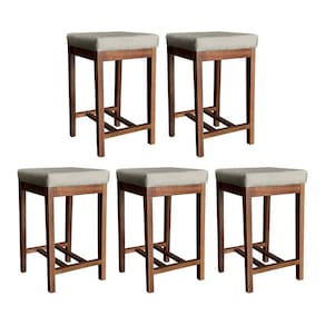 Kit 5 Banquetas Média Estofada Bali para Bancada Gourmet 64 Cm Suede Bege CCS