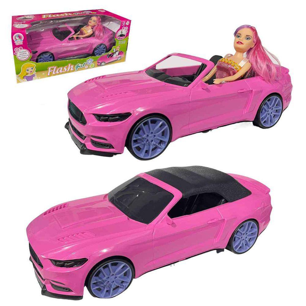 Carrinho Carro Rosa Conversível Boneca Compatível Com Barbie na