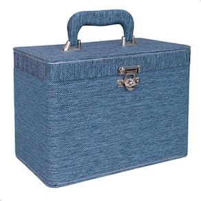 Maleta Box 240 fotos 15x21 com 4 Álbuns Fotográficos JUTA AZUL Jeans Decoração