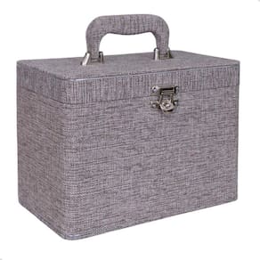 Maleta Box 240 fotos 15x21 com 4 Álbuns Fotográficos JUTA MESCLADO Marrom Cinza Branco