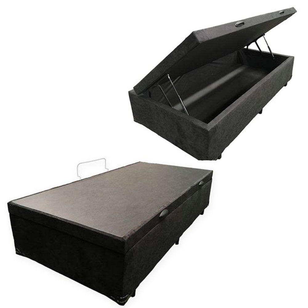 Cama Box Baú Solteiro Suede Preto