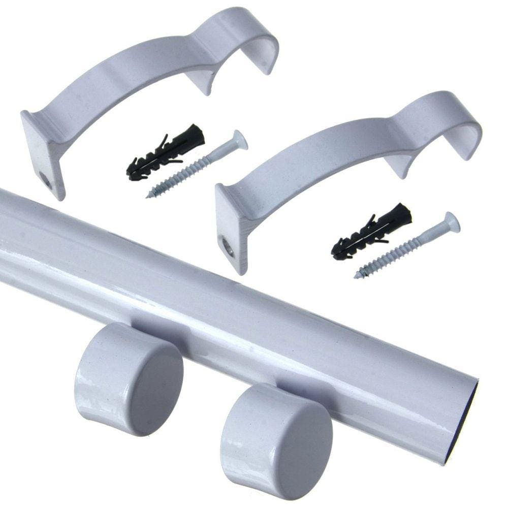 Kit Varão de Cortina Valencia 19mm 3,00m Tampa Couselo Branco