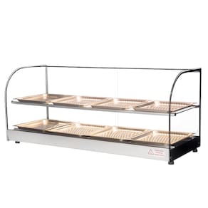 Estufa Vitrine Salgados Curva Dupla Com LED 8 Bandejas Inox Clio Tita