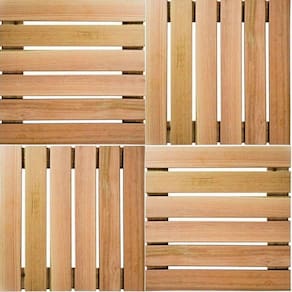 Kit 4 Deck Madeira Pinus 50X50Cm Ripado Para Garagem