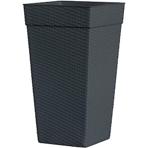 Vaso Coluna Quadrado Rattan 17, 5L Preto Plantas Jardim