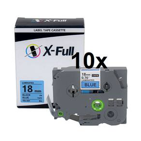 Kit 10 Fitas Compatível Brother Tz 541 Azul Letra Preta 18mm