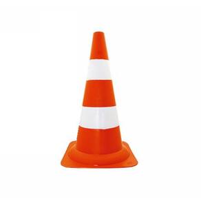 Cone Sinalização 50cm Laranja com 2 Faixas Brancas Rígido Deltaplus