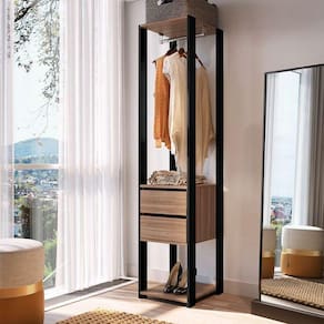 guarda-roupa closet merlin com cabideiro 2 gv preto e montana 183x40 cm