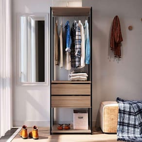 guarda-roupa closet merlin com cabideiro 2 gv preto e montana 183x60 cm