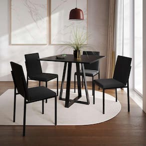 conjunto de mesa de jantar com 4 cadeiras mônaco veludo preto