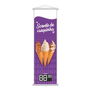 Banner Sorvete de Casquinha Sorveteria Preço 100x30cm