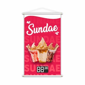 Banner Sundae Sorvete Sorveteria Preço Lona 80x50cm