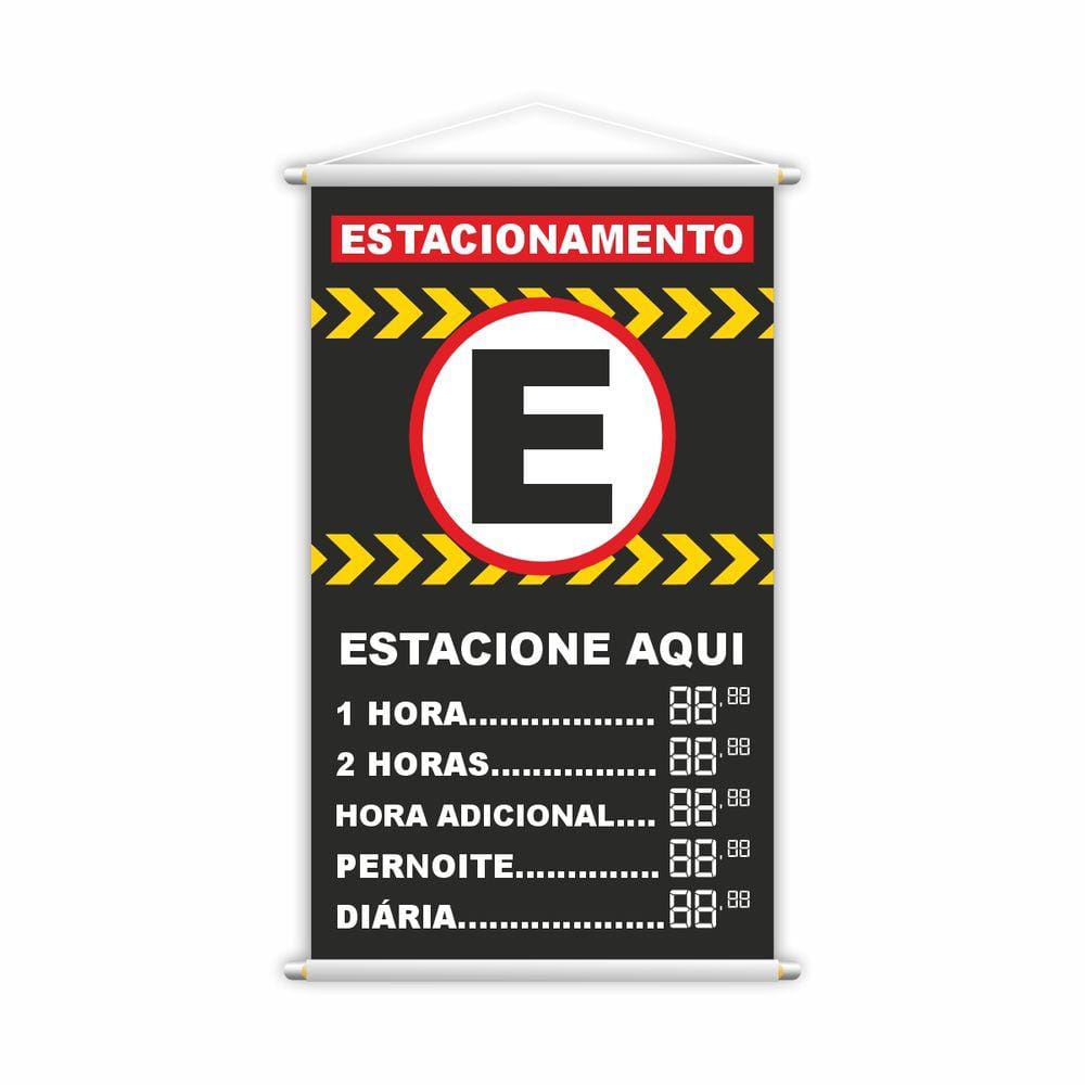 Banner Estacionamento Estacione Aqui Preços Lona 60x40cm