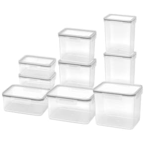 Kit 9 Potes Hermético Mantimentos Condimentos Coza - Branco