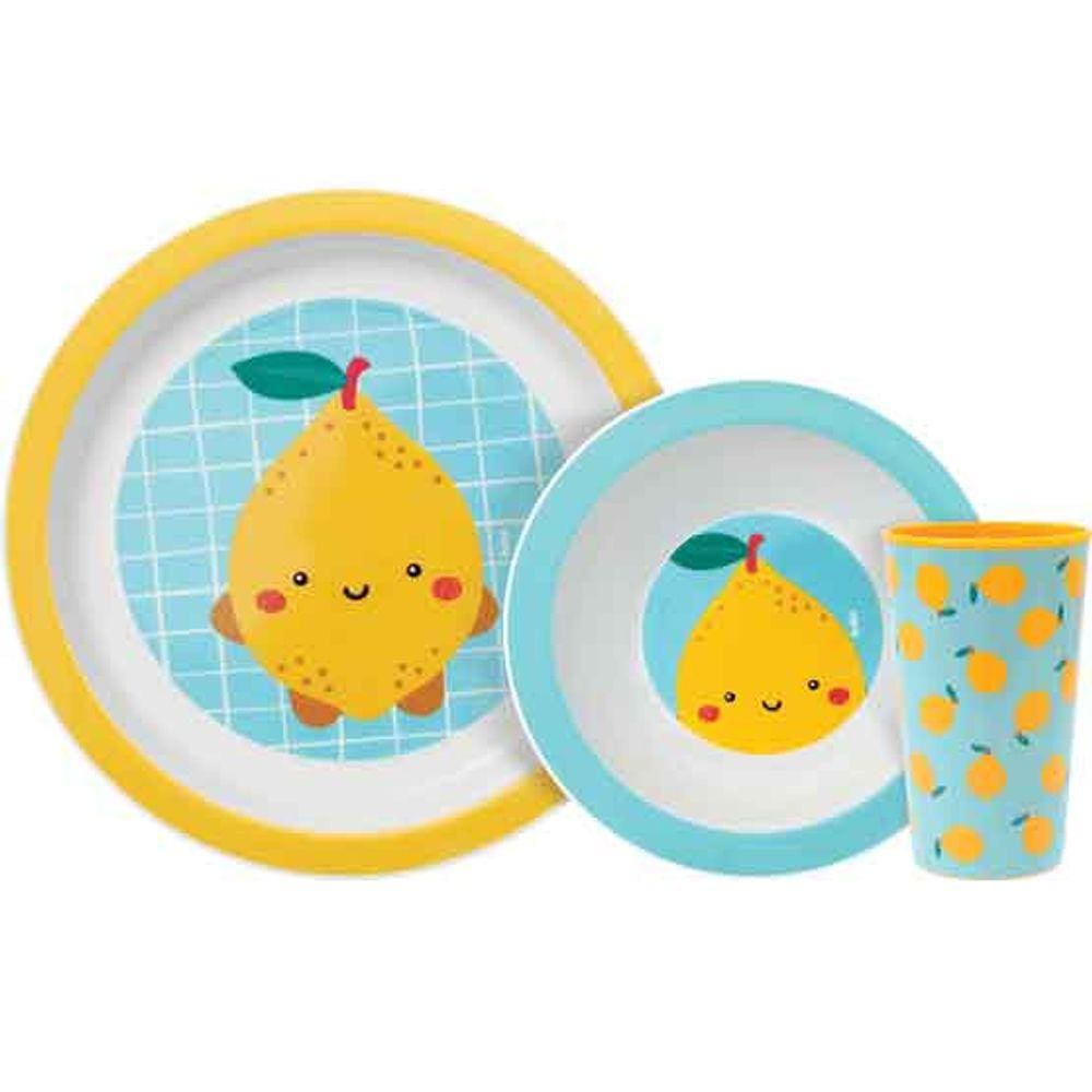 Kit refeição - Tigela, Prato e Copo Limão Buba Baby