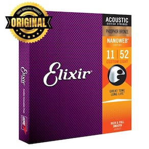 Corda Elixir .011 Custom Light Phosphor Bronze para Violão Aço Nanoweb - 16027