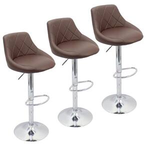 Kit 3 Banquetas Milano Carmel Estofada Giratória Com Regulagem - Café