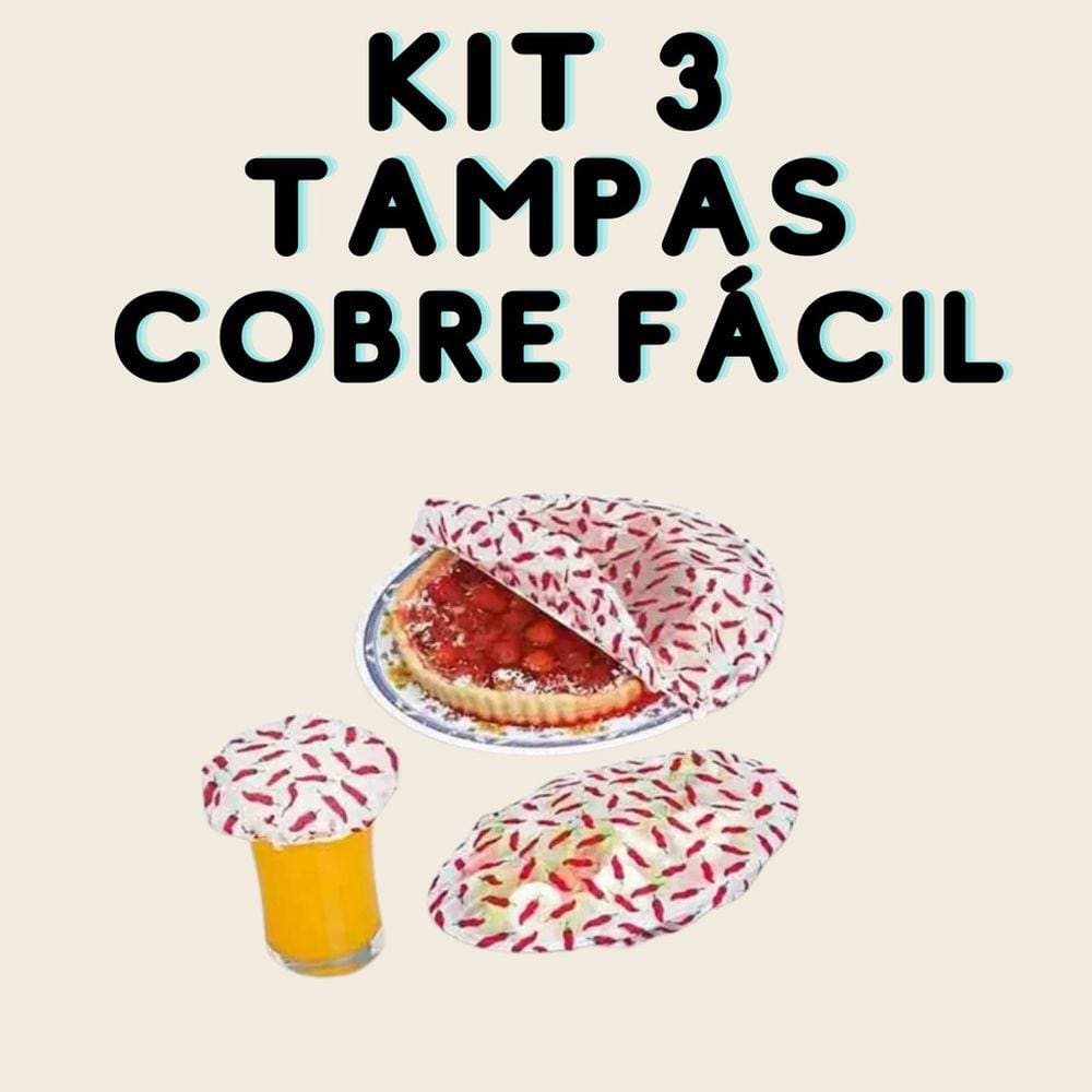 Kit 3 Tampas Cobre Fácil Copo Travessa Tigela 3 Tamanhos Diferentes Estampas Diversas