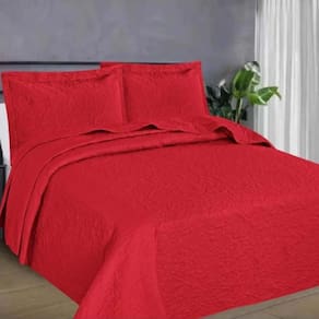 Kit Colcha Solteiro Flora Habitat Vermelho (1 Colcha + 1 Porta-Travesseiro)