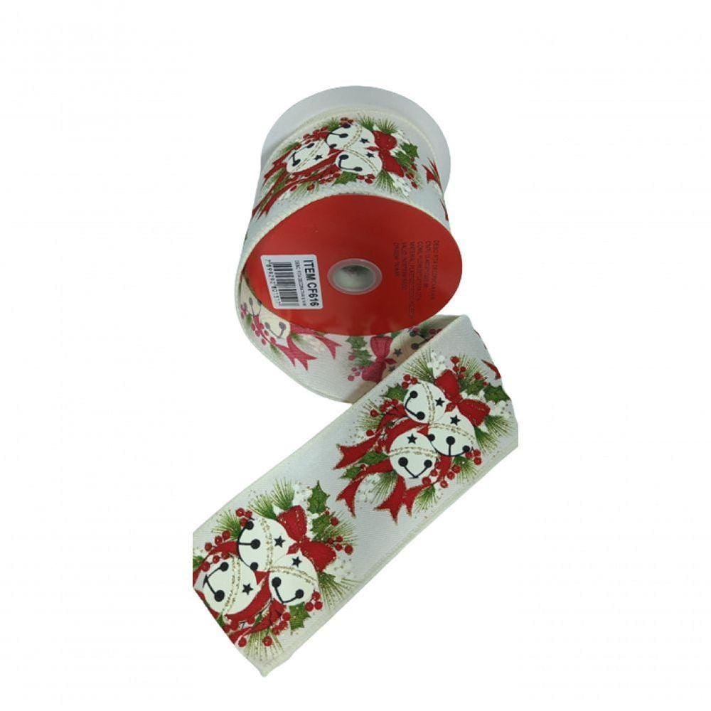 Fita Decorativa Bege Com Estampa De Bolas