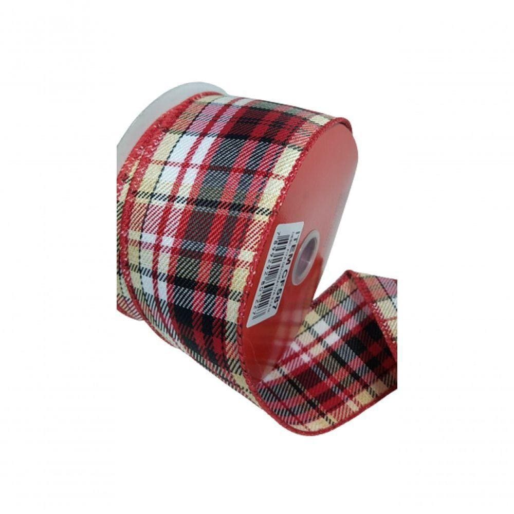 Fita Decorativa Xadrez Vermelha Com Bege