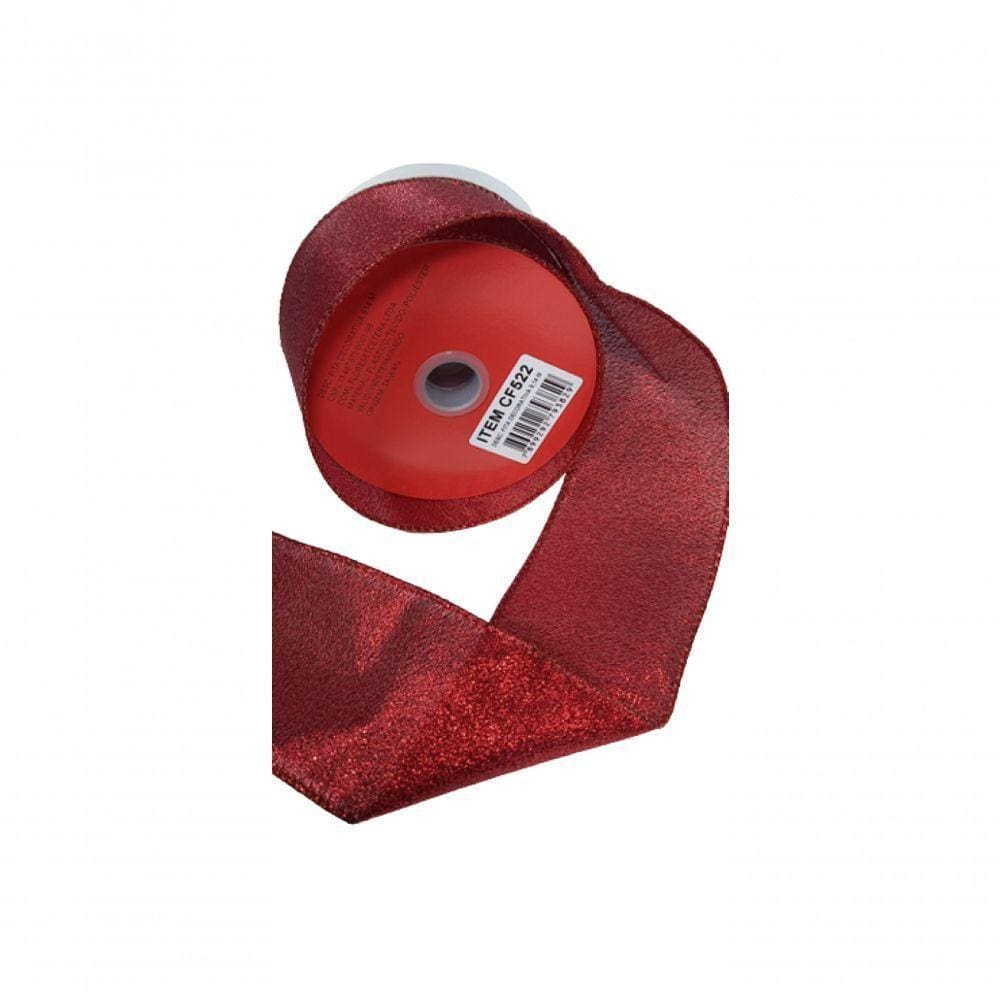 Fita Decorativa Vermelha Com Brilho -Cf522