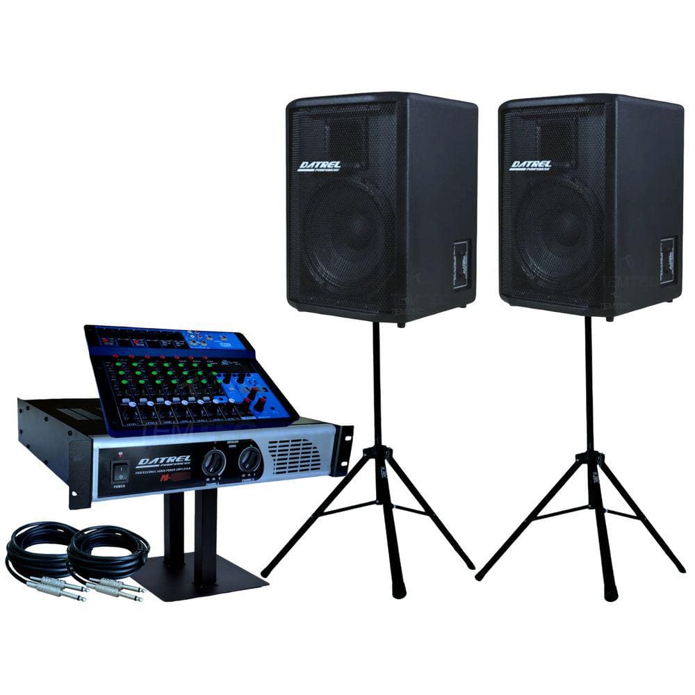 Kit Caixas Som Passiva 10P 400W Tripé Mesa Datrel Potência