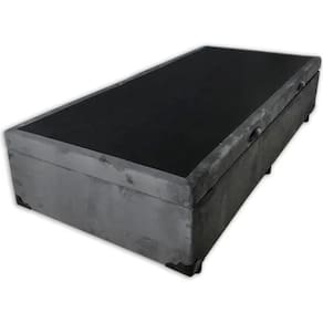 Cama Box Baú Solteiro Suede Cinza
