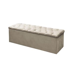Calçadeira Baú P/ Box Queen 160cm Sofia c/ Capitonê Corano Bege - LM DECOR
