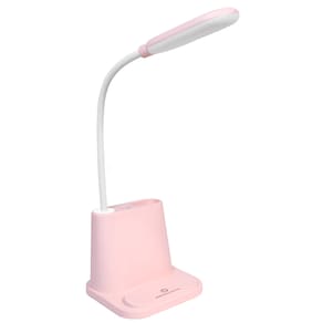 Luminária Com USB Porta Canetas Luz Branca e Fria Rosa