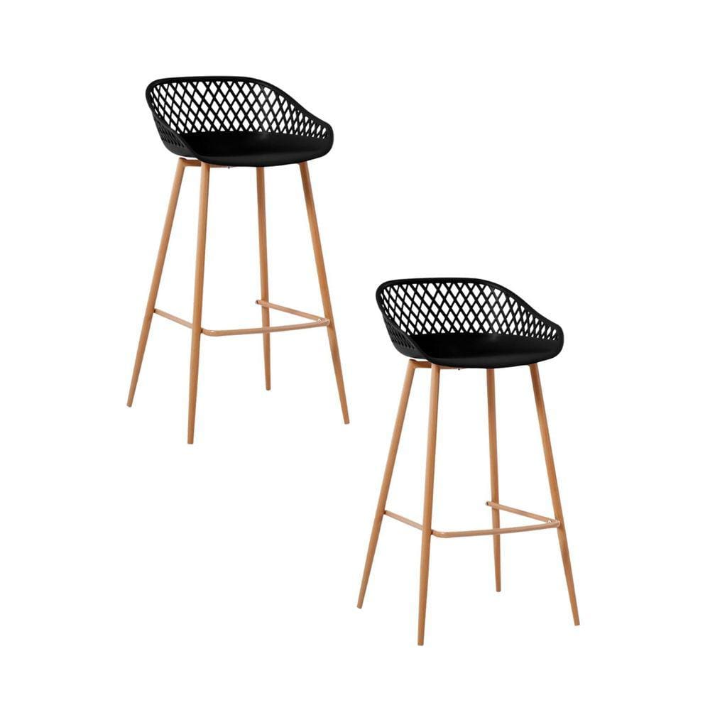 Kit 2 Banquetas Alta Polipropileno e Aço Mônaco Fratini Preto