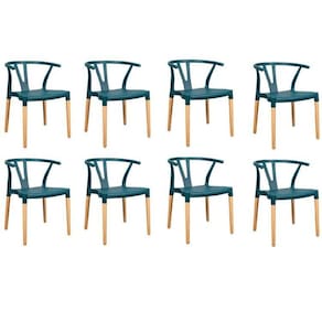 Conjunto 8 Cadeiras Polipropileno Wishbone Yescasa Verde Escuro