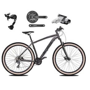Bicicleta Aro 29 Ksw Xlt Alumínio Câmbio Traseiro Shimano Alívio e Altus 27v Freio Hidráulico Garfo Com Trava Pneu com Faixa Bege - Grafite