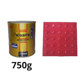 Piso Tátil Alerta Vermelho Pvc 25X25Cm Kit 20Pçs + 2 Cola 750G
