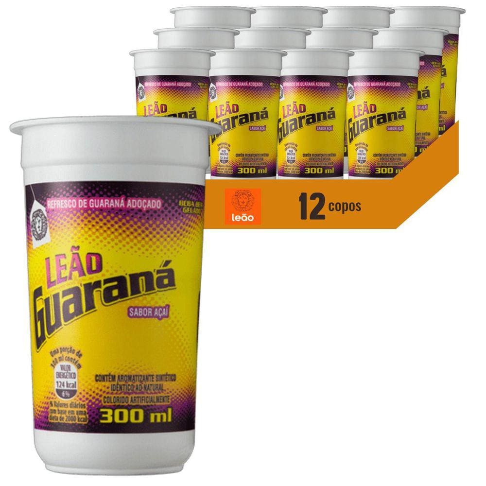 Guaraná Power Com Açaí Leão Copo 300Ml 12 Copos