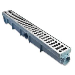 Ralo Linear 6x50 Alumínio com Tela Coletor Cinza Sequencial Saídas de 40mm Borda Piscina