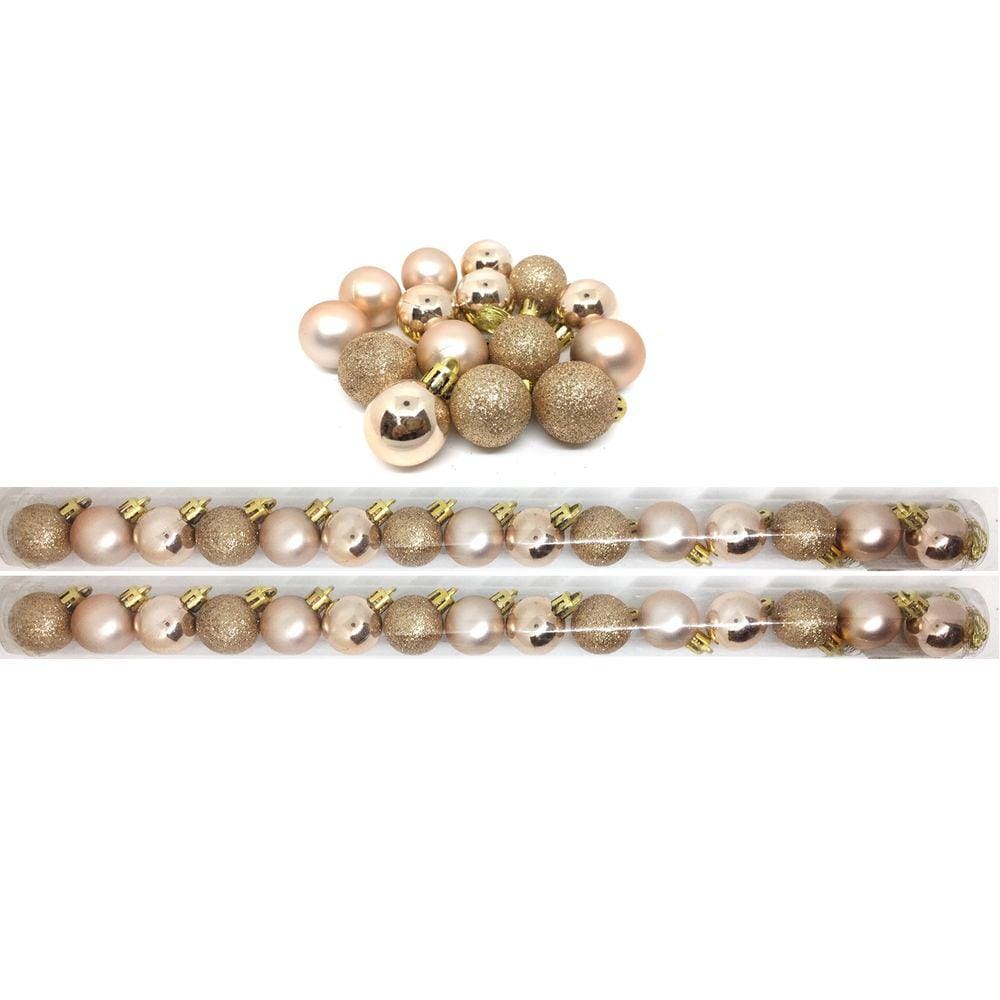 Kit 30 Bolas Natal Mista Glitter, Fosca, Lisa Champagne 3cm