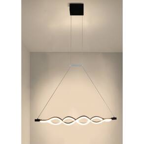 Pendente Ondas Duplo Preto 100cm Led 46W 3200K Bivolt