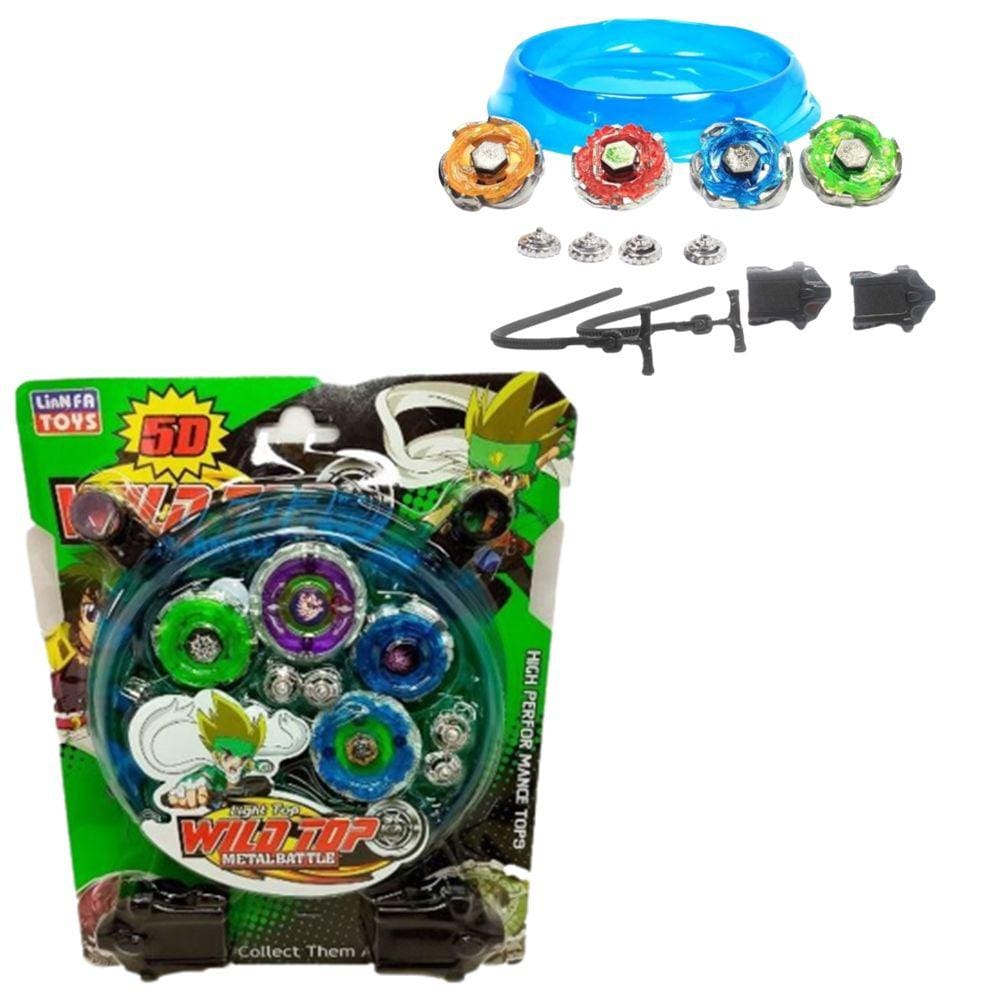 Beyblade Metal Kit 2 ou 4 Led Lançador Arena Tornado Brinquedo