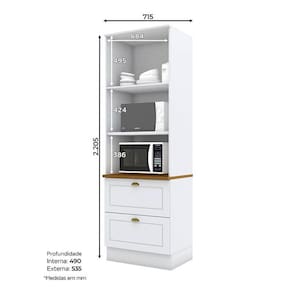 Torre Quente 2 Fornos Americana Branco HP com Tampo Nature - Henn