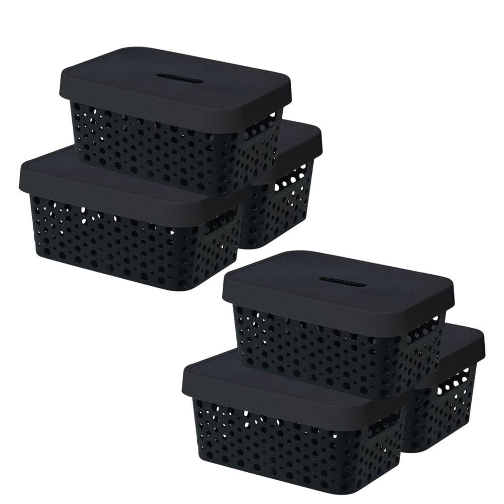Kit Com 06 Caixas Organizadora Multiuso De Plástico C/ Tampa