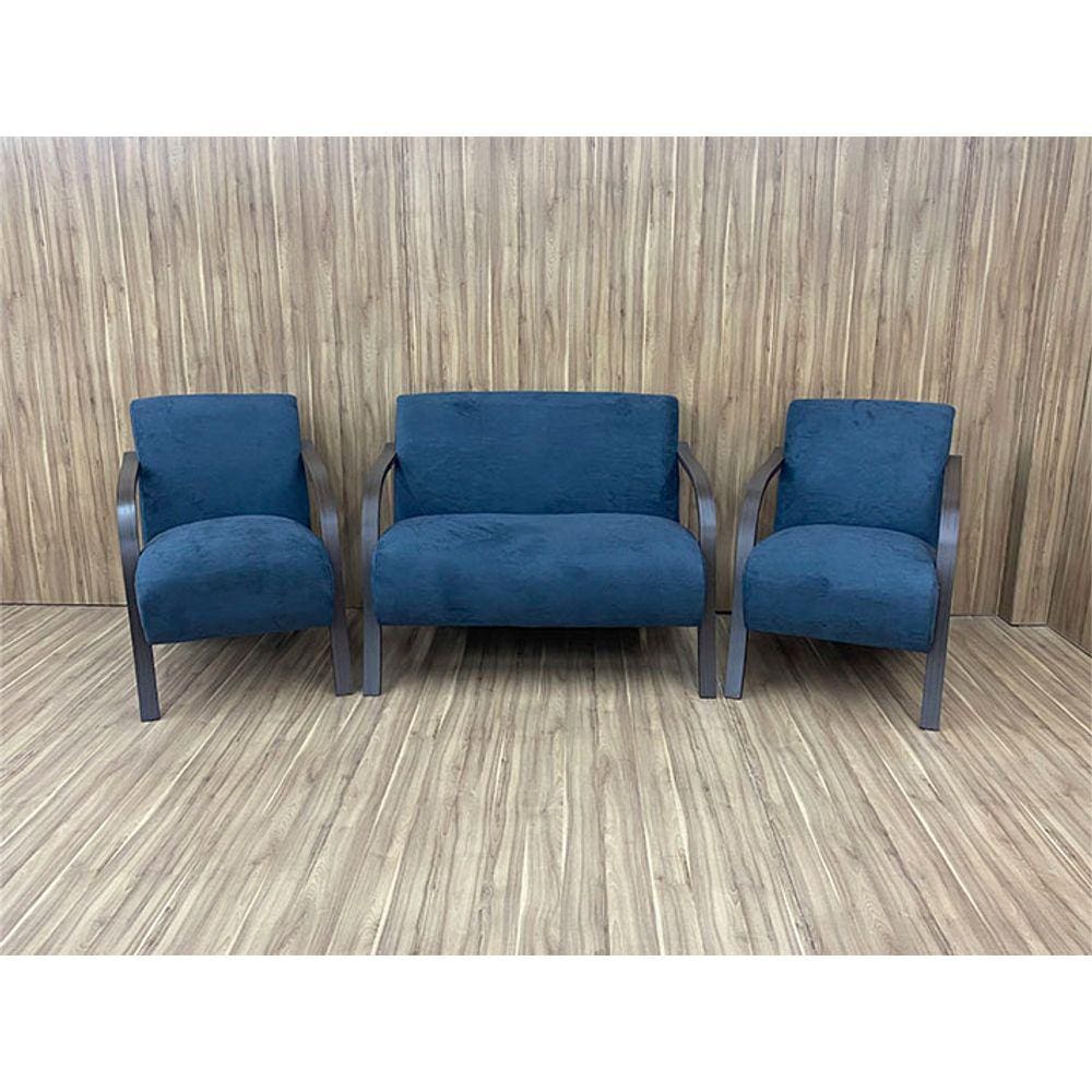 Conjunto Poltronas Braço Madeira Cinza 605 México