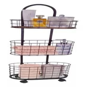 Cesto Organizador Multiuso Chão 3 Cestos E Rodas 110x30x20cm