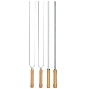 Kit Preparo Churrasco 4Pcs Churrasqueira Espetos 55Cm Mor