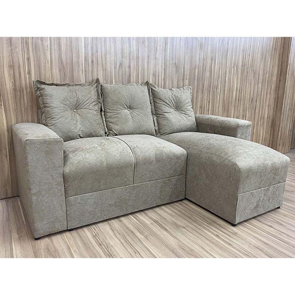 Sofá de 3 Lugares Bege 607 Chaise Ane
