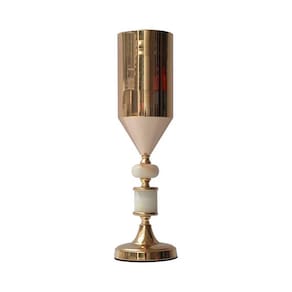 Castiçal Porta Vela de Metal Dourado 48cm Decorativo