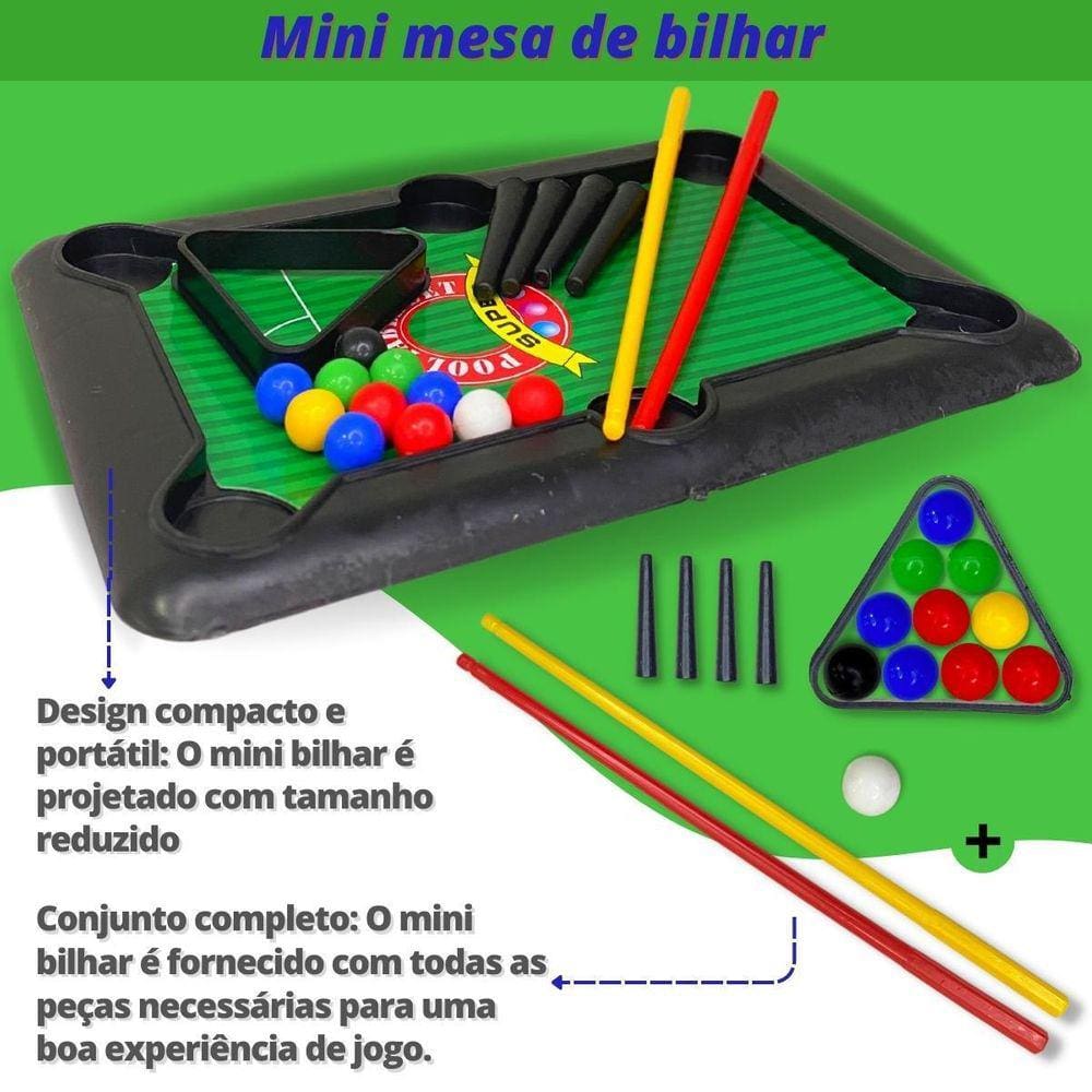 Brinquedo Jogo Mini Mesa De Bilhar Sinuca Infantil Portátil em