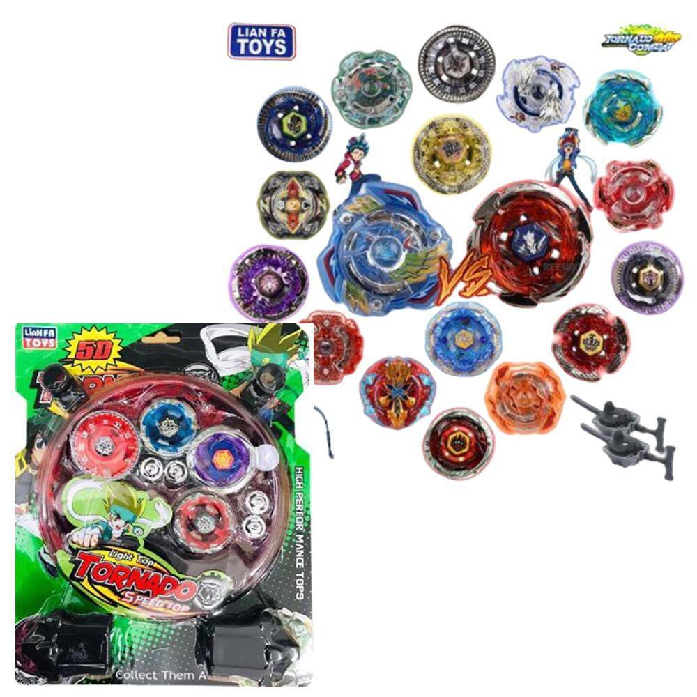 KIT BEYBLADE TORNADO COM LUZ LANÇADOR E ARENA LIANFA TOYS